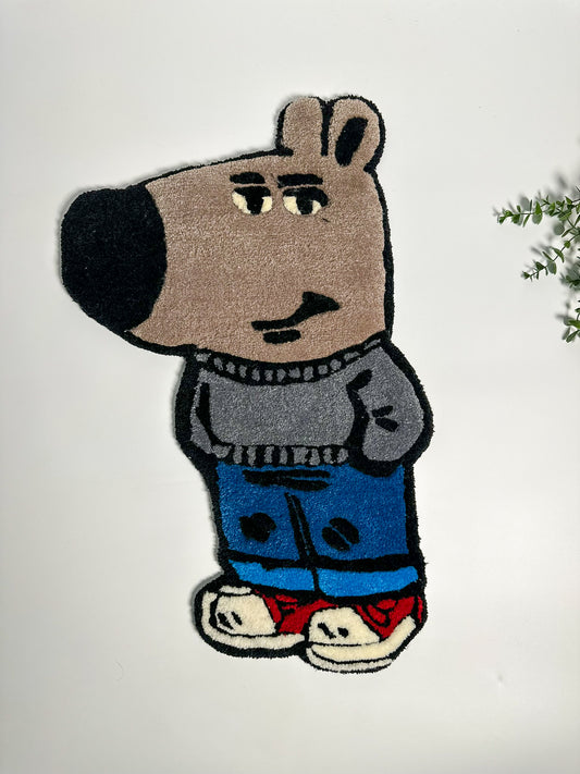 Chill Guy Tasarımlı El Yapımı Tufting Yer ve Duvar Halısı