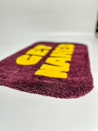 “Get Naked” Yazılı Ten El Yapımı Tufting Halı, Paspas