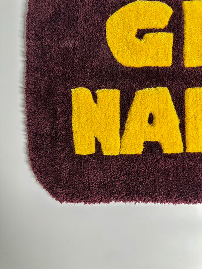 “Get Naked” Yazılı Ten El Yapımı Tufting Halı, Paspas