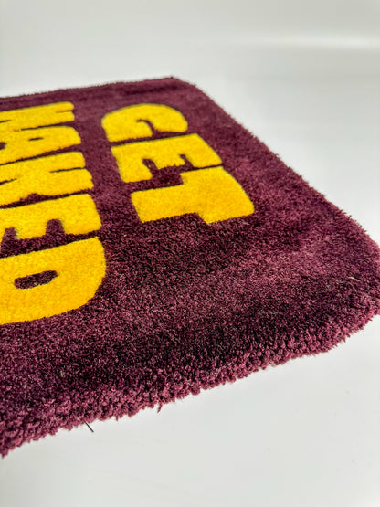 “Get Naked” Yazılı Ten El Yapımı Tufting Halı, Paspas