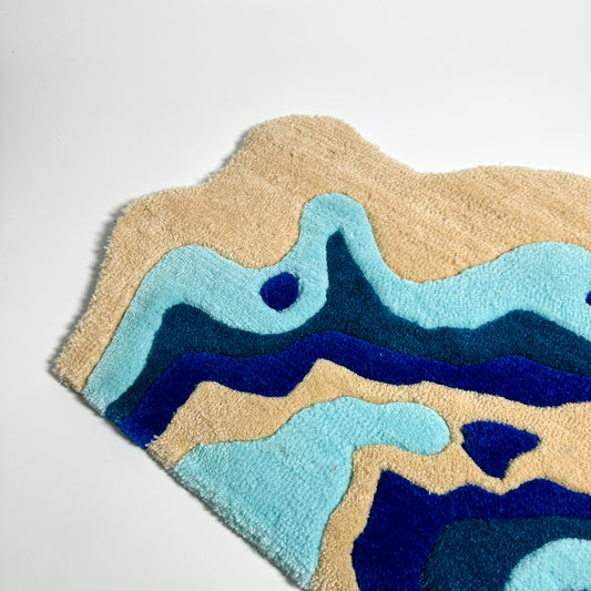 Mavi Lava Desenli El Yapımı Tufting Halı