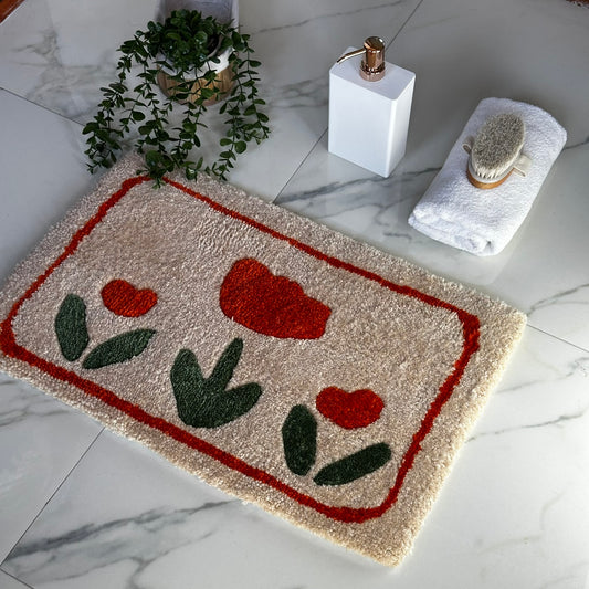 Turuncu Lale Desenli Tufting Halı